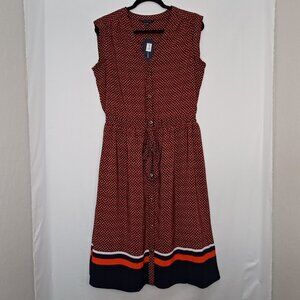 Women's Tommy Hilfiger Red Black and White Midi Dress New w/ Tag Size Medium NWT